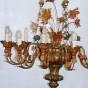 S600 - Esempio di lampadario a cesto, bracci con foglie e fiori